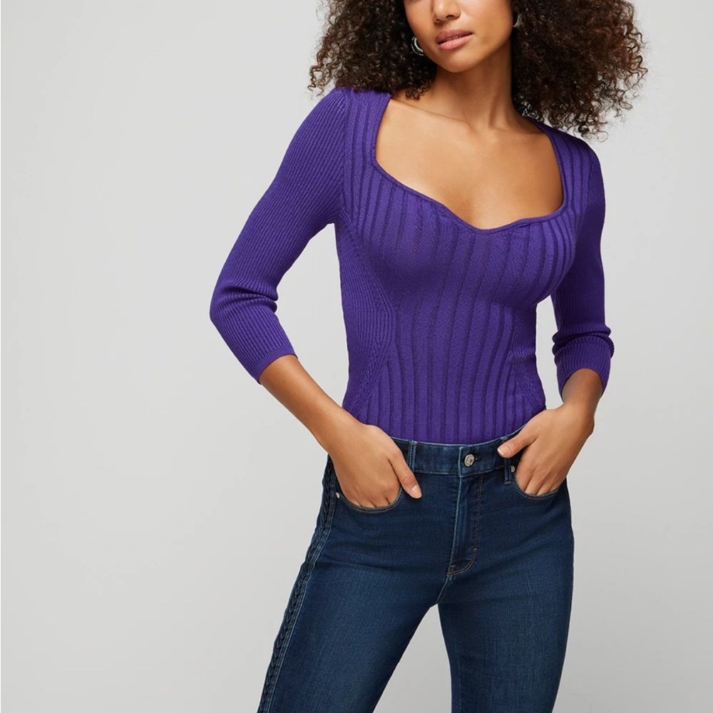White House Black Market Sweetheart ribbed sweater